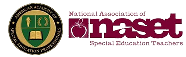 Logos - certified by american academy of special education professionals and National Association of Special Education Teachers